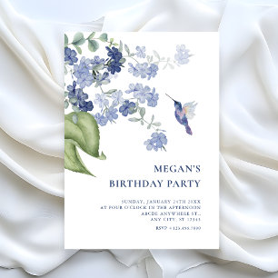 Invitación Ramal floral minimalista cumpleaños pájaro