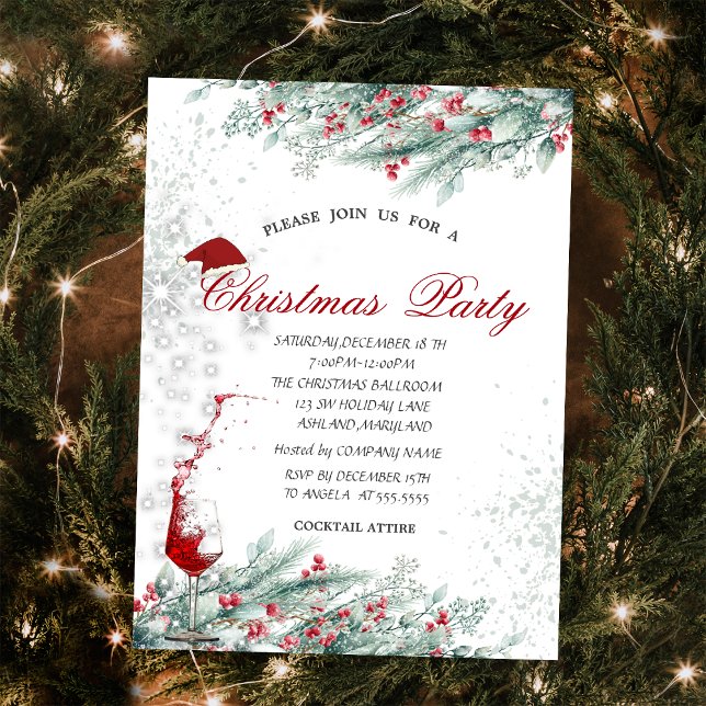 Invitación Ramas Bayas,Vidrio,Festejo Empresarial de Navidad (Subido por el creador)