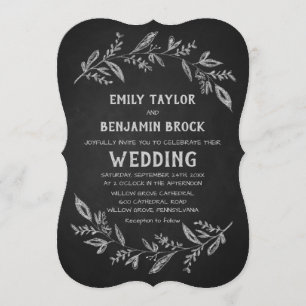 Invitación Ramas curvas Boda de pizarra