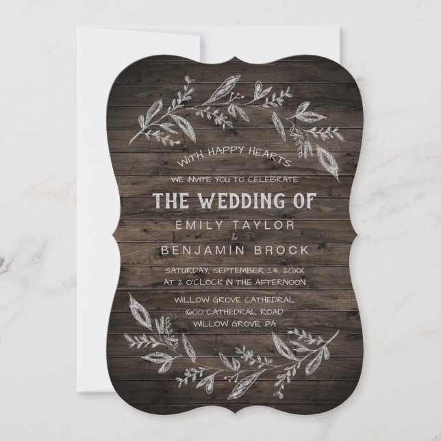 Invitación Ramas curvas | Madera El Boda De (Anverso)
