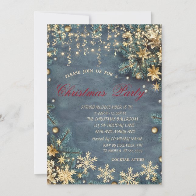 Invitación Ramas de árbol de Navidad, Confetti Christmas Comp (Anverso)
