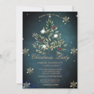 Invitación Ramas de árbol de Navidad Copos de nieve Empresa F