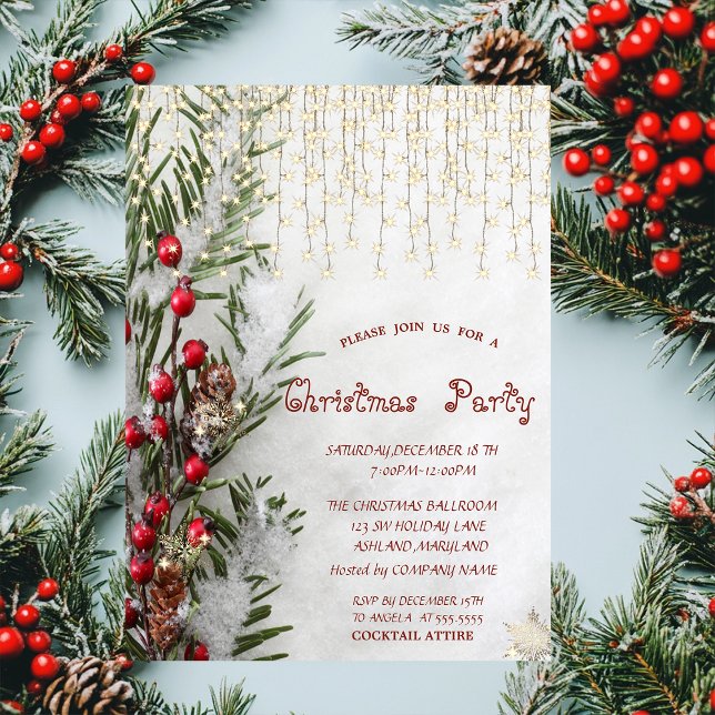 Invitación Ramas de árbol de nieve alumbran a Navidades de em (Subido por el creador)