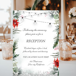 Invitación Ramas de árbol de pino, Boda de poinsettia