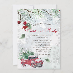 Invitación Ramas de árbol de pino Camioneta Roja Empresa Fies