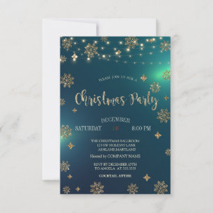 Invitación Ramas de árbol de pino, luces Fiesta de Navidad de