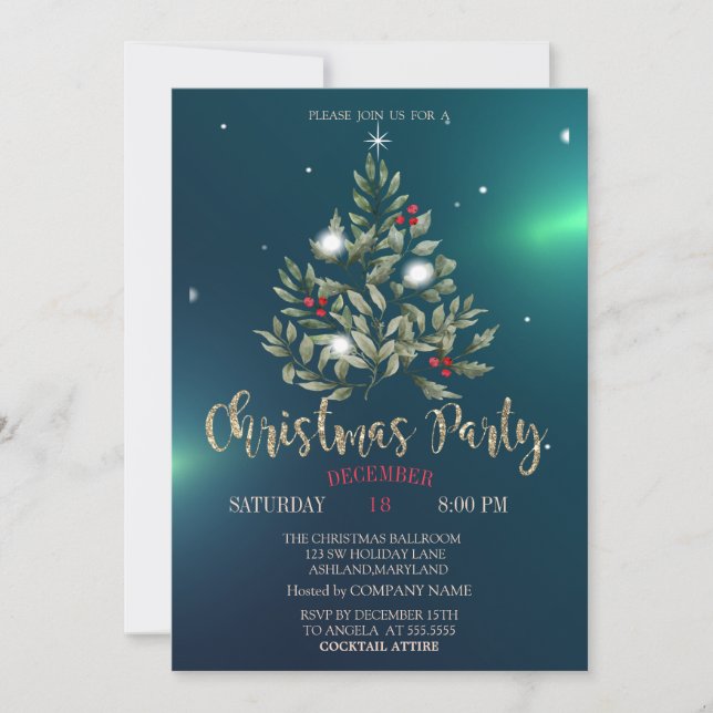 Invitación Ramas de árbol de pino Parte de la compañía de Nav (Anverso)