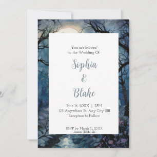 Invitación Ramas de árbol espeluznantes de luna llena Boda al