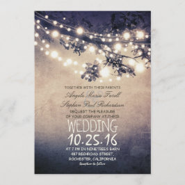 Invitación Ramas de árbol rústicas y boda de luces de cadena