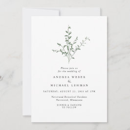 Invitación Ramas De Árbol Simples Hojas Botánicas Boda