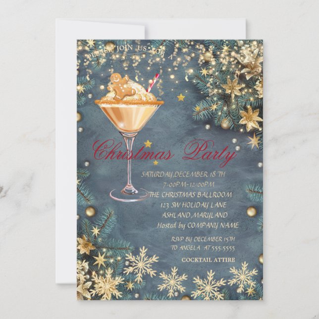 Invitación Ramas de bebida de jengibre, Navidad con confeti  (Anverso)
