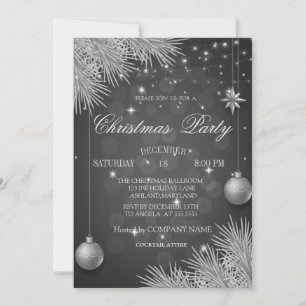 Invitación Ramas de Bolas de Navidad de Plata Compañía de Nav