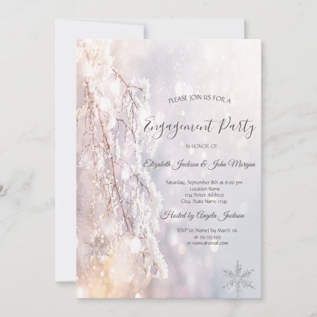 Invitación Ramas de compromiso de Winter Wonderland (Anverso)