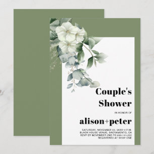 Invitación Ramas de eucalipto, ducha de pareja de flores