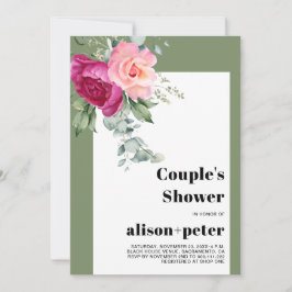 Invitación Ramas de eucalipto, ducha de pareja de flores