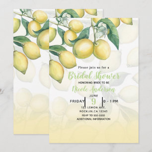 Invitación Ramas de Limón Blancas y Amarillas Rústico Campest