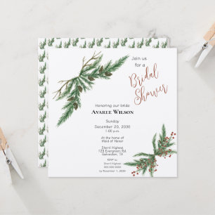 Invitación Ramas de Navidad Rojas y Verdes para Fiesta