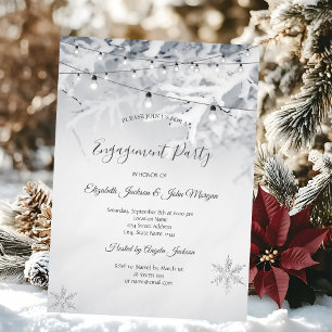Invitación Ramas de Nieve de Invierno para Compromiso de Boda