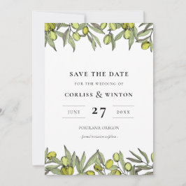 Invitación Ramas de oliva modernas Guardar la fecha