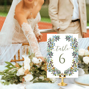 Invitación Ramas de olivo número de tablas de boda de flores