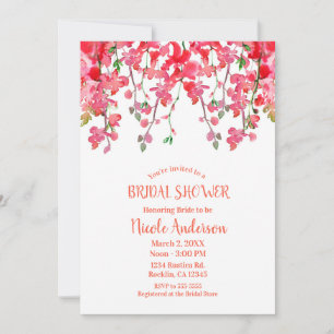 Invitación Ramas de Orquídea Coral de Primavera Ducha Nupcial