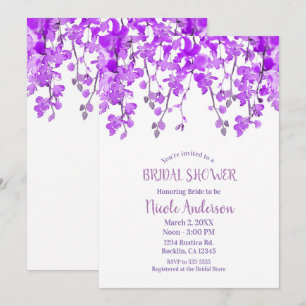 Invitación Ramas de Orquídea Púrpura de Primavera Ducha Nupci