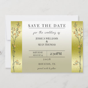 Invitación Ramas de Otoño, Confeti Dorado Salva la Fecha