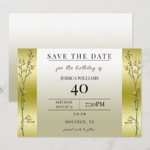 Invitación Ramas de Otoño, Confeti Dorado Salva la Fecha