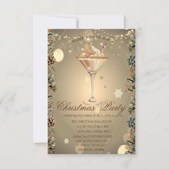 Invitación Ramas de pan de jengibre para cóctel Navidad Empre (Anverso)