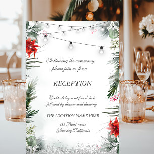Invitación Ramas de Pino, Boda de Poinsettia