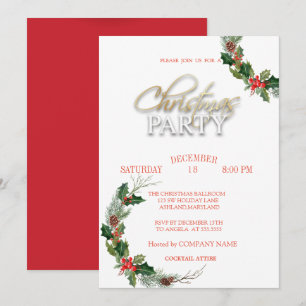 Invitación Ramas de Pino Fiesta de Navidad de la Empresa