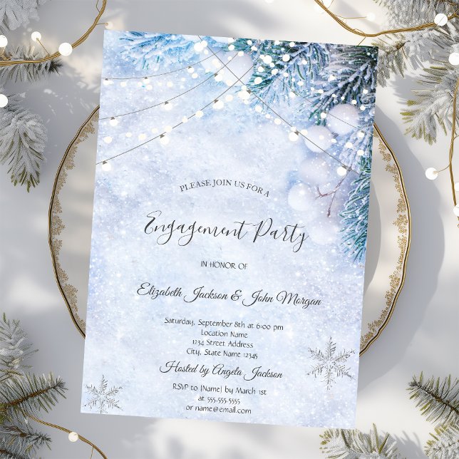 Invitación Ramas de Pino, Luces de Cadenas de Nieve de Compro (Subido por el creador)