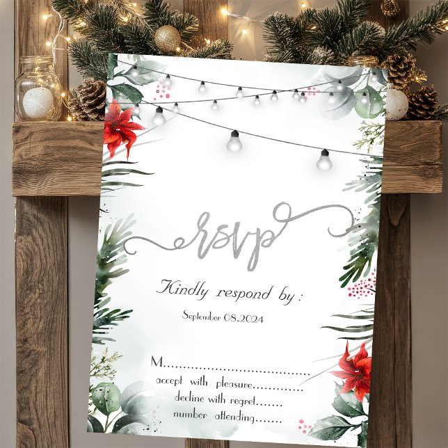 Invitación Ramas de pino, Poinsettia RSVP  (Subido por el creador)