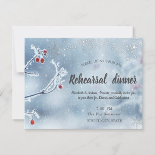 Invitación Ramas de Winter Wonderland Azul Cena de Ensayo