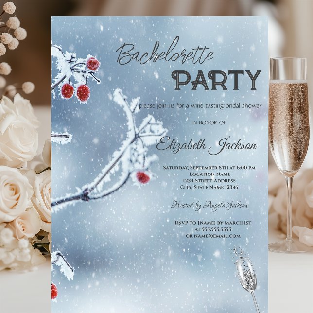 Invitación Ramas de Winter Wonderland Soltera Azul (Subido por el creador)