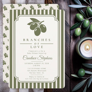 Invitación Ramas Elegantes de Amor Fiesta de Bebé de Olivo