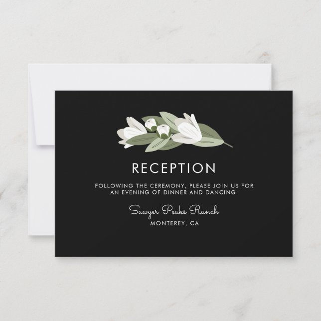 Invitación Ramas florales blancas para boda Recepción (Anverso)
