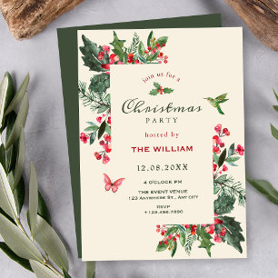 Invitación Ramas florales de Navidad con bayas