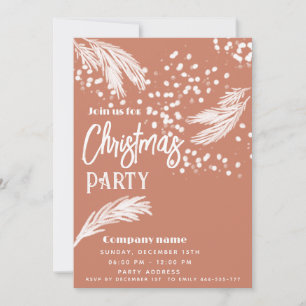 Invitación Ramas modernas de pino de color blanco nevado
