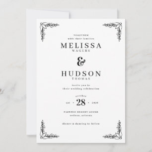 Invitación Ramas Negras Elegantes y Frondosas