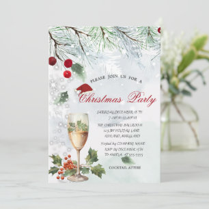 Invitación Ramas, Vidrio, Fruta de acebo, Navidad corporativa