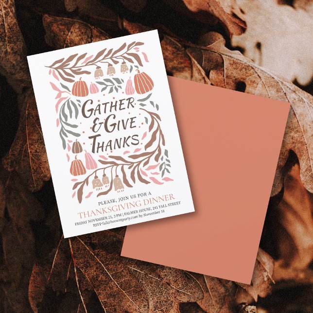 Invitación Ramas y calabazas retro caen Acción de Gracias (Subido por el creador)