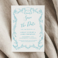 Rambling Rose Turquesa Boda Guardar la Fecha