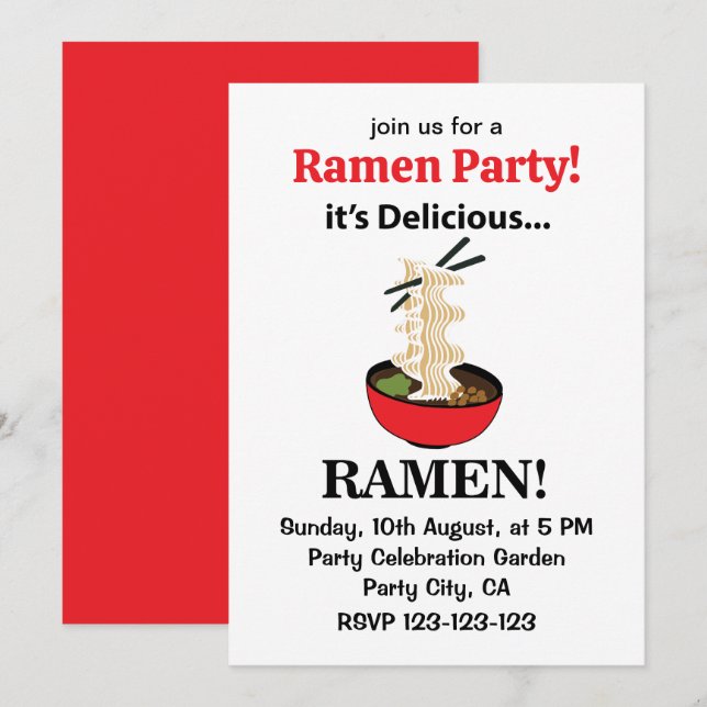 Invitación Ramen es el delicioso Ramen (Anverso / Reverso)