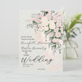 Invitación Ramillete de arcoiris de Wisteria rosa con rubor d
