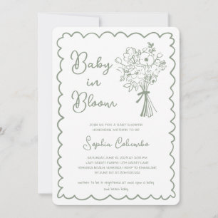 Invitación Ramillete de flores dibujadas a mano caprichosas B