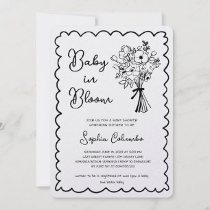 Invitación Ramillete de flores dibujadas a mano caprichosas B