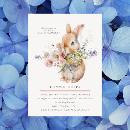 Invitación Ramillete Floral de delicada primavera con conejit