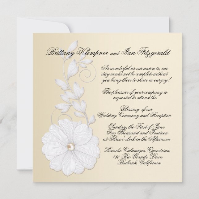 Invitación Ramillete grabado en relieve del bonito con (Anverso)