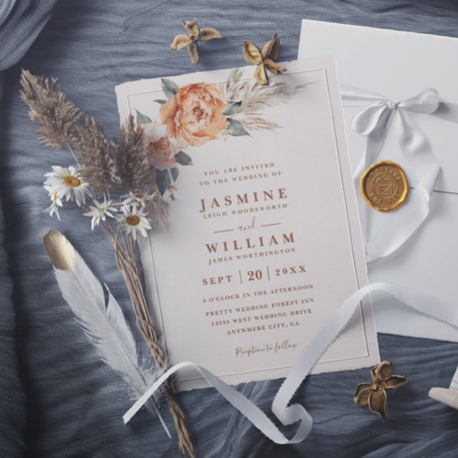 Invitación Ramo bohemio rústico elegante boda moderna (Subido por el creador)